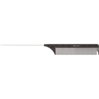 Расческа рабочая DEWAL CARBON black с металлической спицей, черная 22,5 см